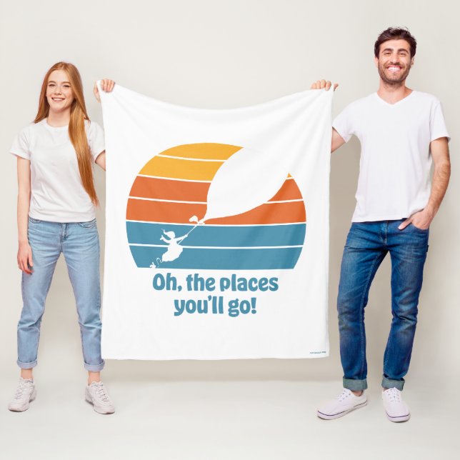 Oh, The Places You'll Go! Retro Sunset Fleece Blanket (In Situ)