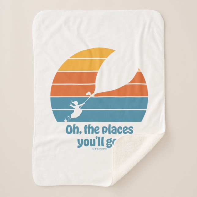 Oh, The Places You'll Go! Retro Sunset Sherpa Blanket (Front)