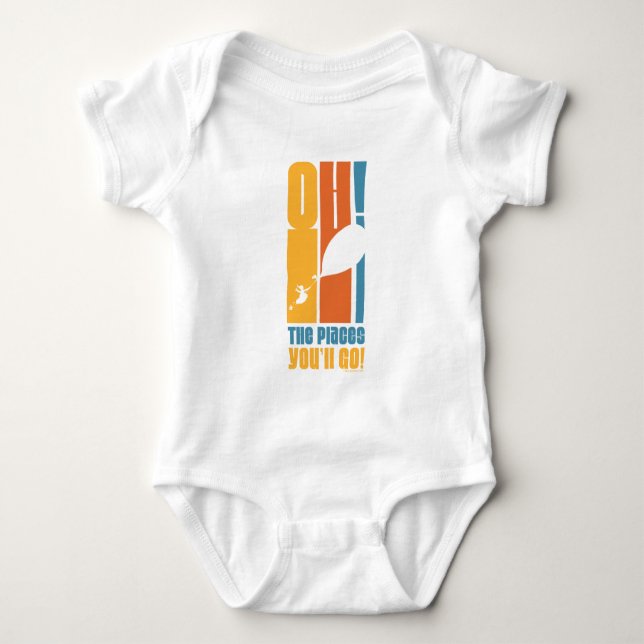 Oh, The Places You'll Go! Tall Retro Typography Baby Bodysuit (Front)
