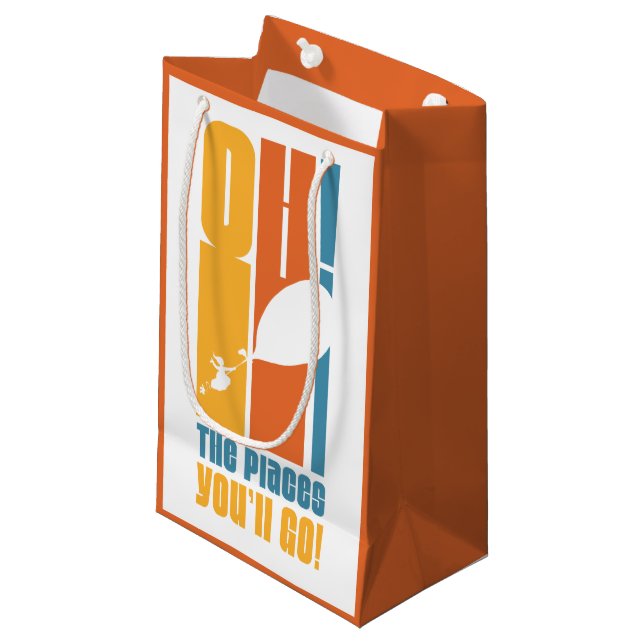 Oh, The Places You'll Go! Tall Retro Typography Small Gift Bag (Front Angled)