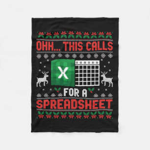 Oh This Calls For A Spreadsheet Christmas Sweater  Fleece Blanket