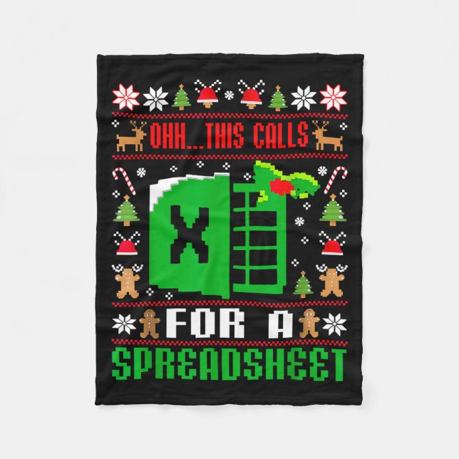 Oh This Calls For A Spreadsheet Christmas Sweater  Fleece Blanket (Front)