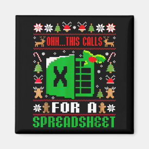 Oh This Calls For A Spreadsheet Christmas Sweater  Magnet