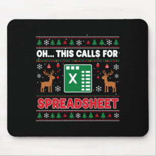 Oh This Calls For A Spreadsheet Christmas Sweater Mouse Pad