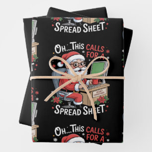 Oh This Calls For A Spreadsheet Santa Christmas Wrapping Paper Sheet