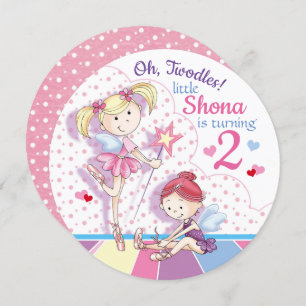 Oh, Twodles, Cute Ballet Girls, Age 2 Invitation