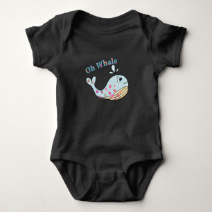 Oh Whale Cute Animal Funny Puns Typography Art Baby Bodysuit