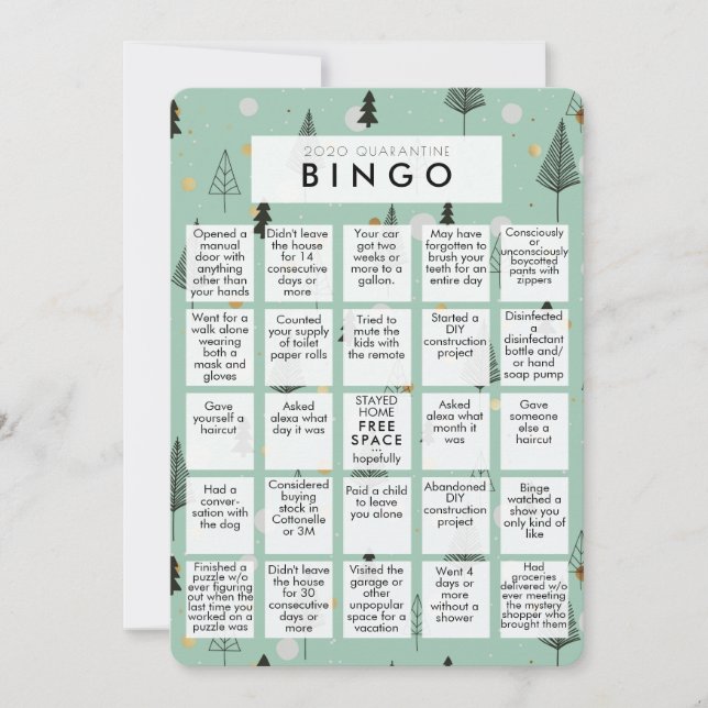 Oh What A Year Mint Grn Quarantine Bingo Christmas Holiday Card (Front)