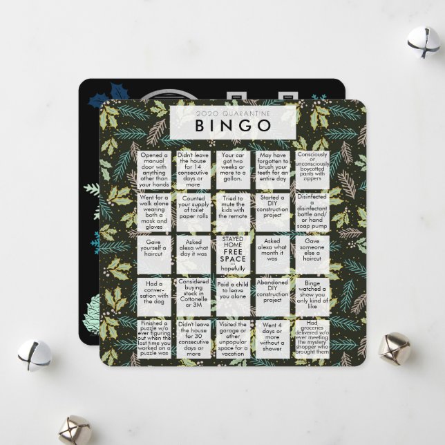 Oh What A Year Mint Grn Quarantine Bingo Christmas Holiday Card (Front/Back In Situ)
