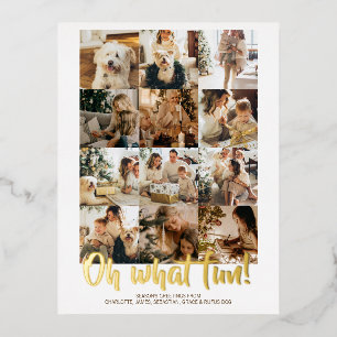 Oh What Fun 12 Photo Christmas  Foil Holiday Postcard