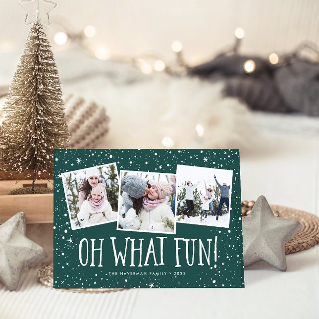 Oh What Fun! | 3 Photo Collage Holiday Card (Creator Uploaded)