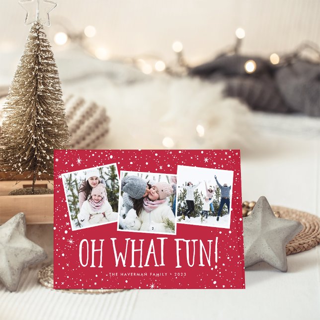 Oh What Fun! | 3 Photo Collage Holiday Card (Creator Uploaded)