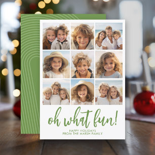 Oh What Fun - 9 Photo - Zen Arch Green White Holiday Card
