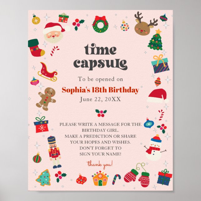 Oh What Fun advice for birthday girl time capsule Poster (Front)