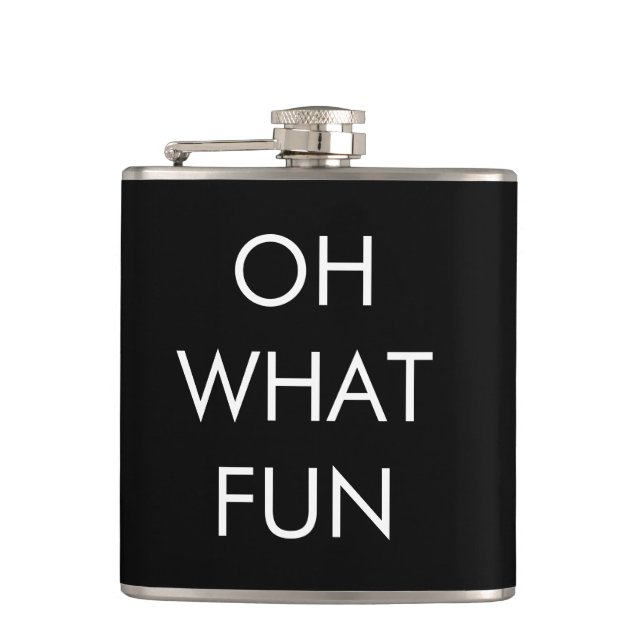 Oh What Fun Black Christmas Flask (Front)