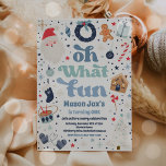 Oh What Fun Blue And Red Christmas Birthday Party Invitation<br><div class="desc">Oh What Fun Blue And Red Christmas Birthday Party Invitation</div>