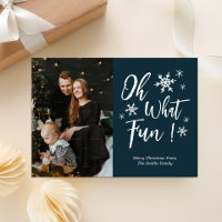 Oh What Fun Blue Calligraphy Snowflakes Photo