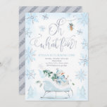 Oh What Fun Blue & Silver Winter Sleigh Birthday Invitation<br><div class="desc">Oh What Fun Blue & Silver Winter Sleigh Birthday Invitation</div>