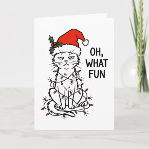 Oh What Fun Cat Christmas Holiday Card