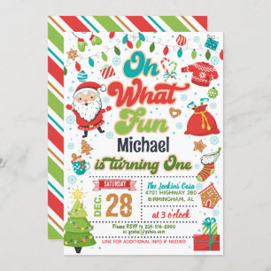 Oh What Fun Christmas 1st Birthday (Boy) Invitation