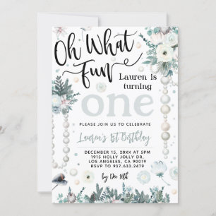Oh What Fun Christmas 1st Birthday Invitation