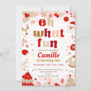  Oh What Fun Christmas  Birthday  Invitation