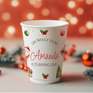 Oh What Fun Christmas Birthday  Paper Cups
