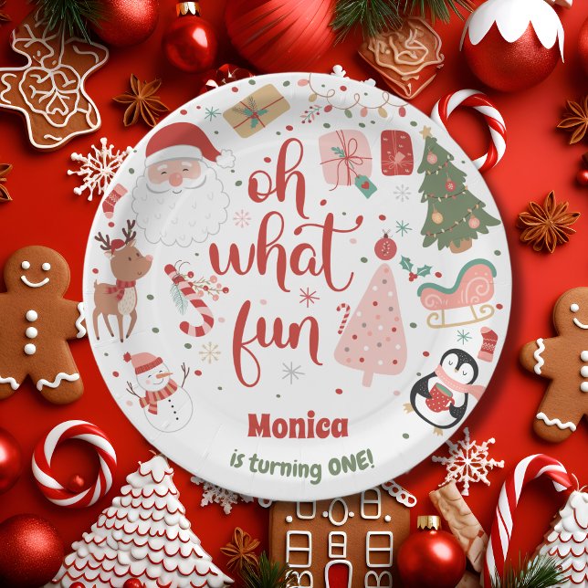 Oh what fun christmas birthday paper plate (Creator Uploaded)