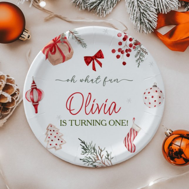Oh What Fun Christmas Birthday  Paper Plate (Creator Uploaded)