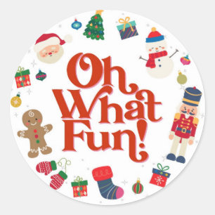 Oh What Fun Christmas Birthday Party Favor Sticker