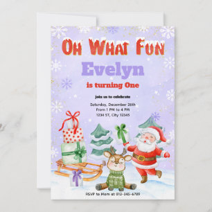 Oh What Fun Christmas Birthday Party Invitation