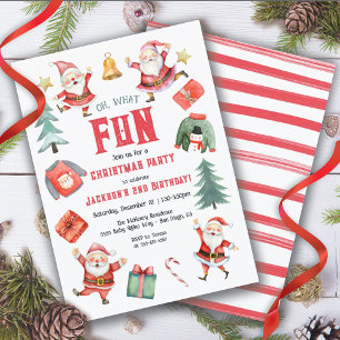 Oh what fun Christmas Birthday Party Santas Invitation