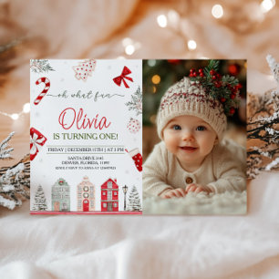 Oh What Fun Christmas Birthday Photo Invitation