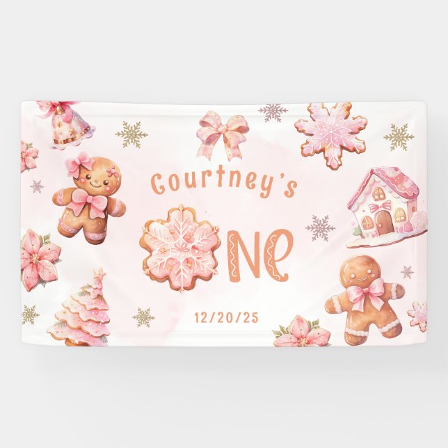 Oh What Fun Christmas Cookie 1st Birthday Banner (Horizontal)