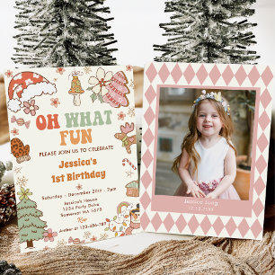 Oh What Fun! Christmas Cookie 1st Birthday Party Invitation