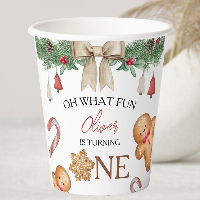 Oh What Fun Christmas Cookies 1st Birthday Paper Paper Cups (Creator Uploaded)