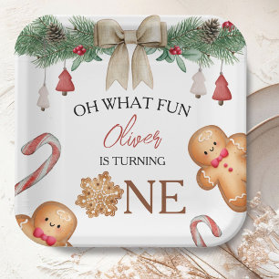 Oh What Fun Christmas Cookies 1st Birthday Paper Plate