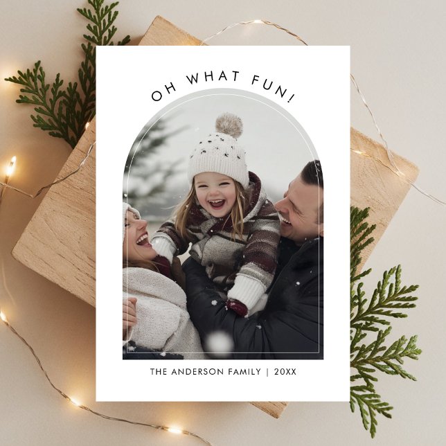 Oh What Fun Christmas Family Baby Fun Green Holiday Card (Creator Uploaded)