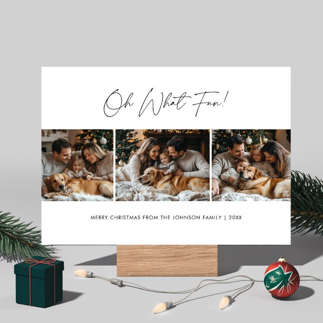 Oh What Fun Christmas Family Fun Photo Dog Holiday Card (Creator Uploaded)