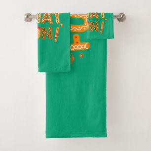 Oh What Fun Christmas Gingerbread Cookies Bath Towel Set