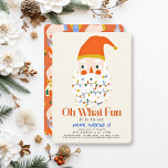 Oh What Fun Christmas Holiday Santa Birthday Invitation<br><div class="desc">This cute "oh what fun" Christmas holiday kid's birthday invitation features a Santa's face/head with colourful christmas holiday lights on a cream background. The reverse side features a red background with holiday ornament pattern in red. Personalise it for your needs. You can find matching products at my store.</div>