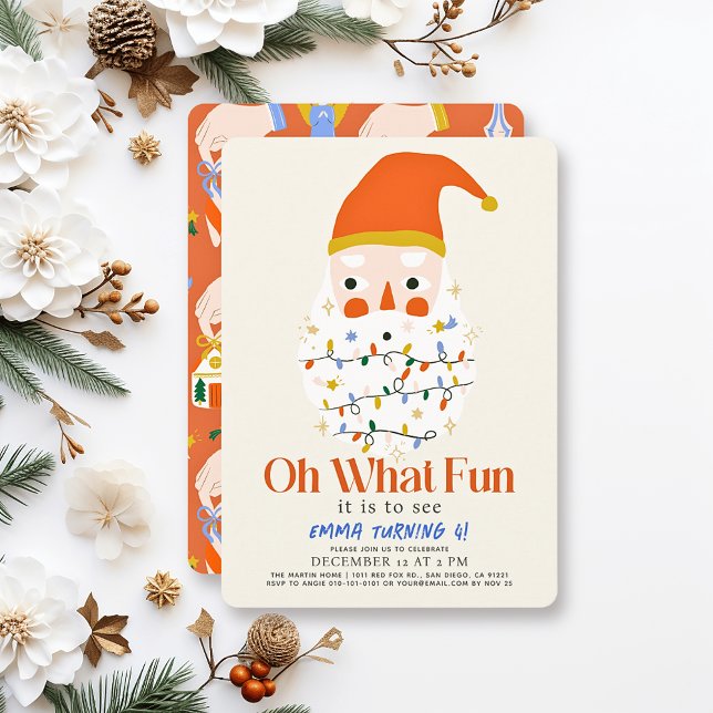 Oh What Fun Christmas Holiday Santa Birthday Invitation (Creator Uploaded)