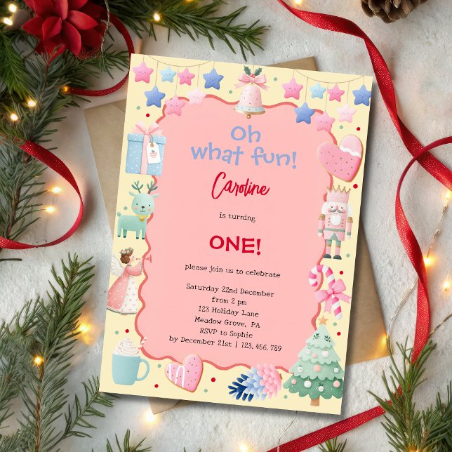 Oh what fun christmas kids birthday invitation (Creator Uploaded)