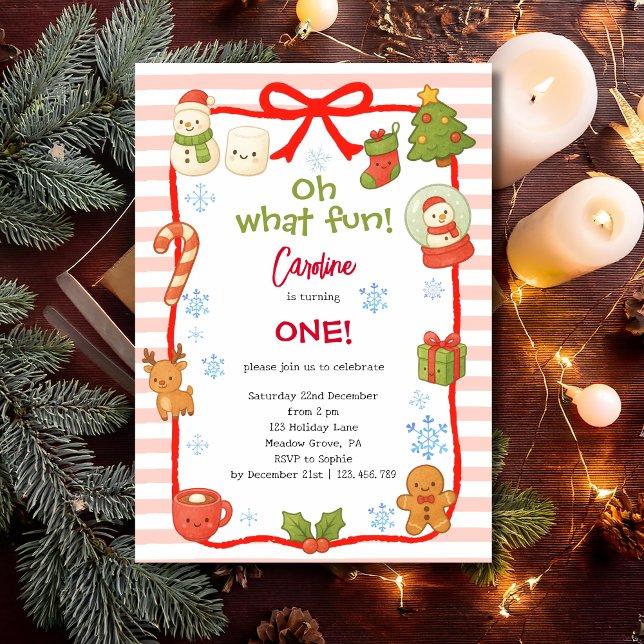 Oh what fun christmas kids birthday invitation (Creator Uploaded)