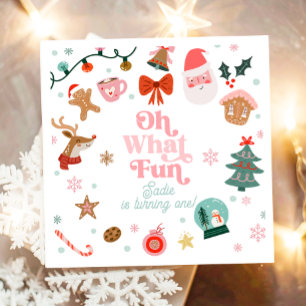 Oh What Fun Christmas Party Girl 1st Birthday Napkin