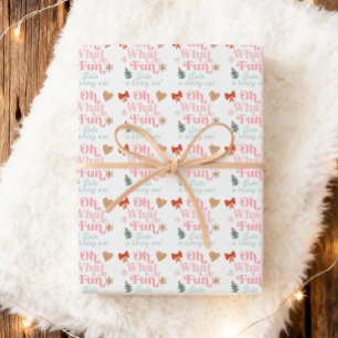 Oh What Fun Christmas Party Girl 1st Birthday  Wrapping Paper