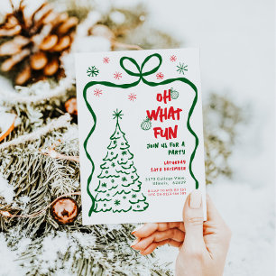 Oh What Fun Christmas Party Whimsical Red Green Invitation