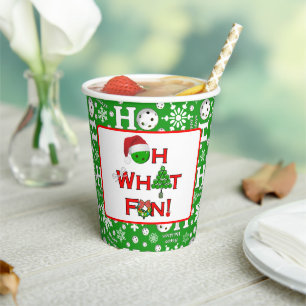 Oh What Fun Christmas Pickleball Green Ho Ho Ho Paper Cups
