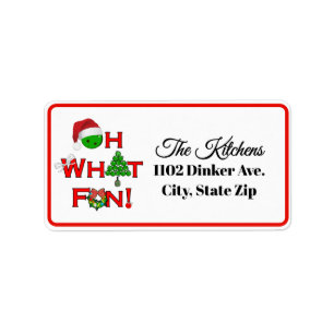 Oh What Fun Christmas Pickleball Party Holiday Label