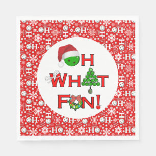 Oh What Fun Christmas Pickleball Party Red White Napkin